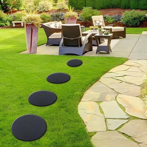 Outdoor Pathway Stepping Stones, 4 Resin Pathway Stones with Ground Stakes 2