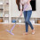 Mop  Mop, Rotating Small Flat Automatic Cloth  Push Pull Handle Flat, Dust Mop Wall Mounted Mop Holder Handle Flat for Bathroom Kitchen 2