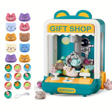 (【Blue】Bear Head Doll Machine) Large Claw Machine Toy for Kids - Pink Miniature Gumball Machine with 10 Dolls, Twisted Eggs & USB Cable - Fun Birthday or Party Gift