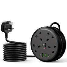(Black) The New Multi-functional Power Board/power Socket/strip Plug For 2025 Comes With 4 Sockets, Matched With (2 USB-A) (2 TYPE-C)