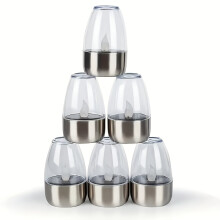 (6 Packs) 6pcs Solar Stainless Steel Candle LED Lights, Warm White, Outdoor Solar Candles Night Light, IP44, Suitable