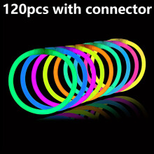(120pcs with connector) Glow Stick Bulk Multicolour 20.32 cm & for Glow in the dark Necklace Bracelets Glasses Party Supplies Light Up Toys Neon Accessories Party