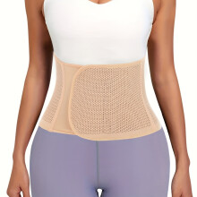 (Apricot, M) Women's Postpartum Waist Trainer - Summer Thin Belt for Tummy Control & Body Shaping, Breathable Mesh with Adjustable Hook-and-Loop Closure