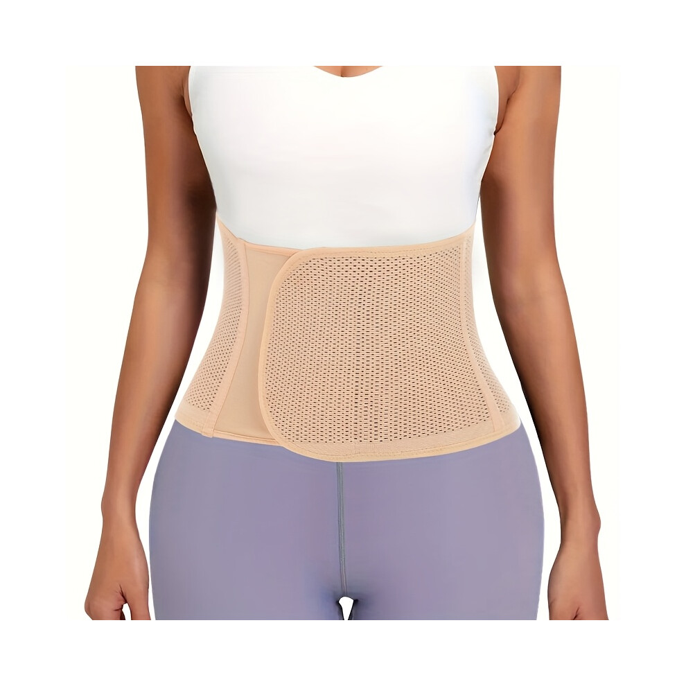 (Apricot, L) Women's Postpartum Waist Trainer - Summer Thin Belt for Tummy Control & Body Shaping, Breathable Mesh with Adjustable Hook-and-Loop Closu-image-OPC-PJ2JFFG-NEW