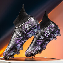 (Purple, 2 Big Kid) Youth Boys' High-Top Football Cleats - Lightweight Breathable Training Shoes with TPU Studs, Pink & Clear Design, All-Season Comfort