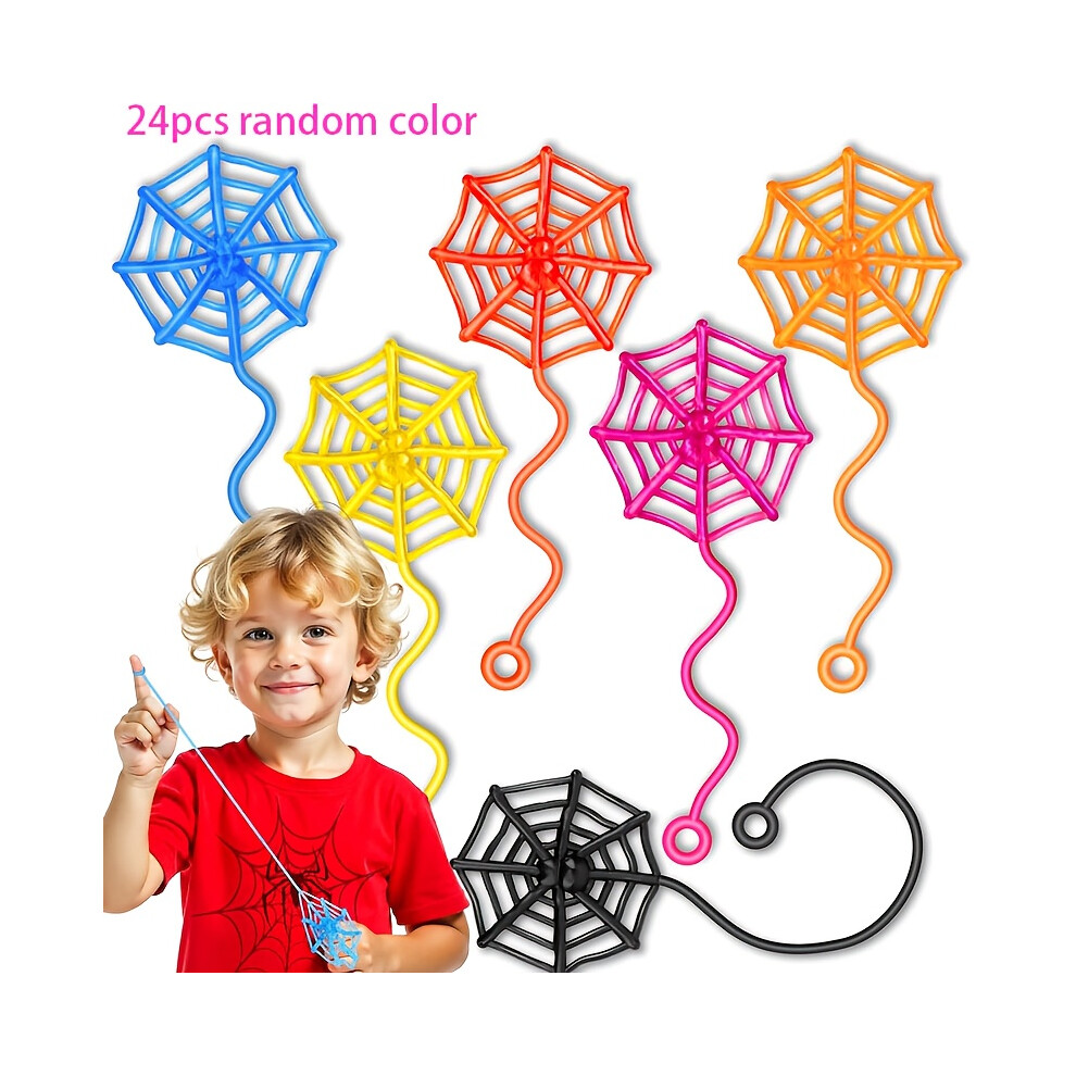(24pcs) Sticky Spider Web Party Favors - Halloween & Birthday Party Decorations, Gift Bags with Spider Web Design, Multi-Color Options-image-OPC-PJ2JFKC-NEW