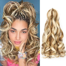 (#27/613, 30.48cm) 6 Pack Pre-Stretched Synthetic French Curl Braiding Hair Extensions - 12 Inch Lightweight & Natural Black Loose Wavy Braids for Women