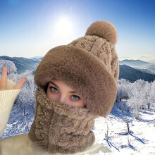(Coffee) Warm Fleece Beanie - Women's Winter Windproof Hat with 6 Color Options | Plush Lined Cap, Scarf Hat | Ear Protection Design, Elastic