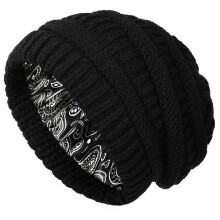 (Black) Winter Softness Beanie - Ultra-Soft Satin Lined, Elastic Chunky Cable Knit, Lightweight, Warm, and Cozy Skull Cap Hat for Women and Men