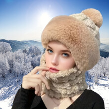 (Khaki) Warm Fleece Beanie - Women's Winter Windproof Hat with 6 Color Options | Plush Lined Cap, Scarf Hat | Ear Protection Design, Elastic