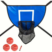 (3-ball set) Trampoline Basketball Stand With Air Pump, Basketball Stand And Basketball, Detachable Basket, Trampoline Basketball Accessories