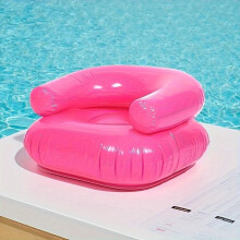 (Transparent Pink) 1-Pack High-Quality Blue & Pink Portable Inflatable Sofa - Foldable With Thickened PVC, 100kg Capacity, Self-Inflating Design,