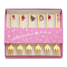Christmas spoons made of stainless steel, 6piece set, dessert spoons for stirring, mixing