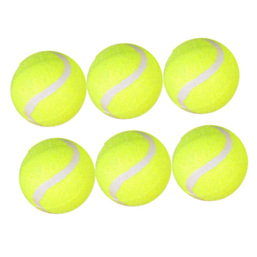 Pack of 6 Normal Tennis Balls, High Elasticity, Yellow