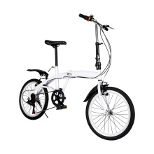 Folding Bike 20 Inch Folding Bicycle Adult with 6 Gears Folding Bike for City and Camping White Foldable Bicycle