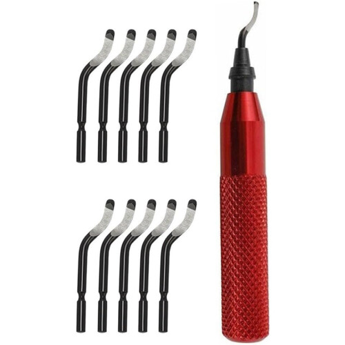 Practical blade replacement, easytouse deburring tool set with milling handle and 10 blades 2