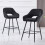 (2pcs,Black) Set of 2 Bar Stools Velvet Breakfast Bar Stools Rest 7