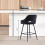 (2pcs,Black) Set of 2 Bar Stools Velvet Breakfast Bar Stools Rest 6