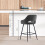 (2pcs, Grey) Set of 2 Bar Stools Velvet Breakfast Bar Stools Rest 6
