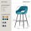 (2pcs, Teal) Set of 2 Bar Stools Velvet Breakfast Bar Stools Rest 2