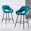 (2pcs, Teal) Set of 2 Bar Stools Velvet Breakfast Bar Stools Rest 7