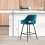(2pcs, Teal) Set of 2 Bar Stools Velvet Breakfast Bar Stools Rest 6
