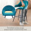 (2pcs, Teal) Set of 2 Bar Stools Velvet Breakfast Bar Stools Rest 4