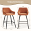 (Orange) Bar Stools X2 Velvet Bar Stools Breakfast Chairs 3