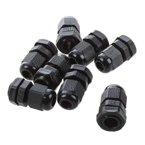 8 pezzi PG7 connettore pressacavo impermeabile in plastica nera 3-6,5 mm