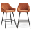 (Orange) Bar Stools X2 Velvet Bar Stools Breakfast Chairs 1