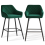 (Green) Bar Stools X2 Velvet Bar Stools Breakfast Chairs 6