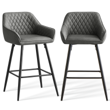 (Dark grey) Bar Stools X2 Velvet Bar Stools Breakfast Chairs