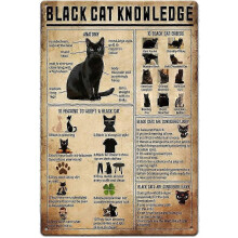 Cartel de hojalata "Conocimiento del gato negro", carteles de hojalata "Gato negro", carteles de hojalata