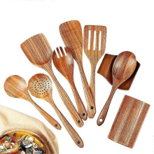 geeignet für 9 Stück natürliche Holzlöffel zum Kochen Holzutensilien zum Kochen mit Utensilienhalter
