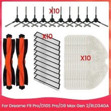 Geeignet für Dreame F9 Pro/D10S Pro/D9 Max Gen 2/RLD34GA Ersatz-Seitenbürsten-Mopptuch-HEPA-Filter