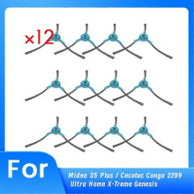geeignet für 12 Stück Seitenbürste für Midea S5 Plus / Cecotec Conga 2299 Ultra Home X-Treme Genesis