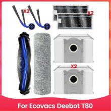 Geeignet für 8PCS Roller Seite Pinsel Hepa-Filter Staubbeutel Ersatz für Ecovacs Deebot T80 Staubsauger
