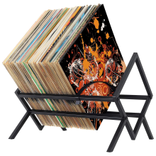 Vinyl Record Storage Holder, Metal LP Record Stand Holds up to 100 Vinyl Records, CD Display Rack for Home Office Music Collection