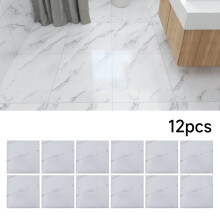 12Pcs Marble Effect Self-adhesive PVC Flooring Tiles