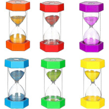 Juego de 6 relojes de arena con temporizador anticaída, coloridos, con temporizador para huevos de 1,