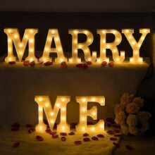 Letra Iluminada con LED "Iou" para San Valentín - Letrero "Cásate conmigo" con LED blancos cálidos -
