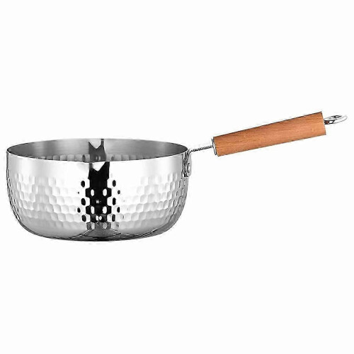 Olla de acero inoxidable para estofado con pico vertedor y mango de madera maciza, olla multiusos-si