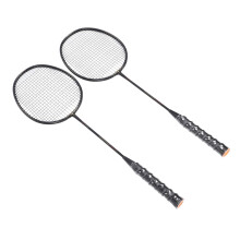 1 Pair Badminton Racket Set, Badminton Racket Set, One Piece Carbon Aluminium Badminton Racket with Carry Bag for 2 Players Black gold