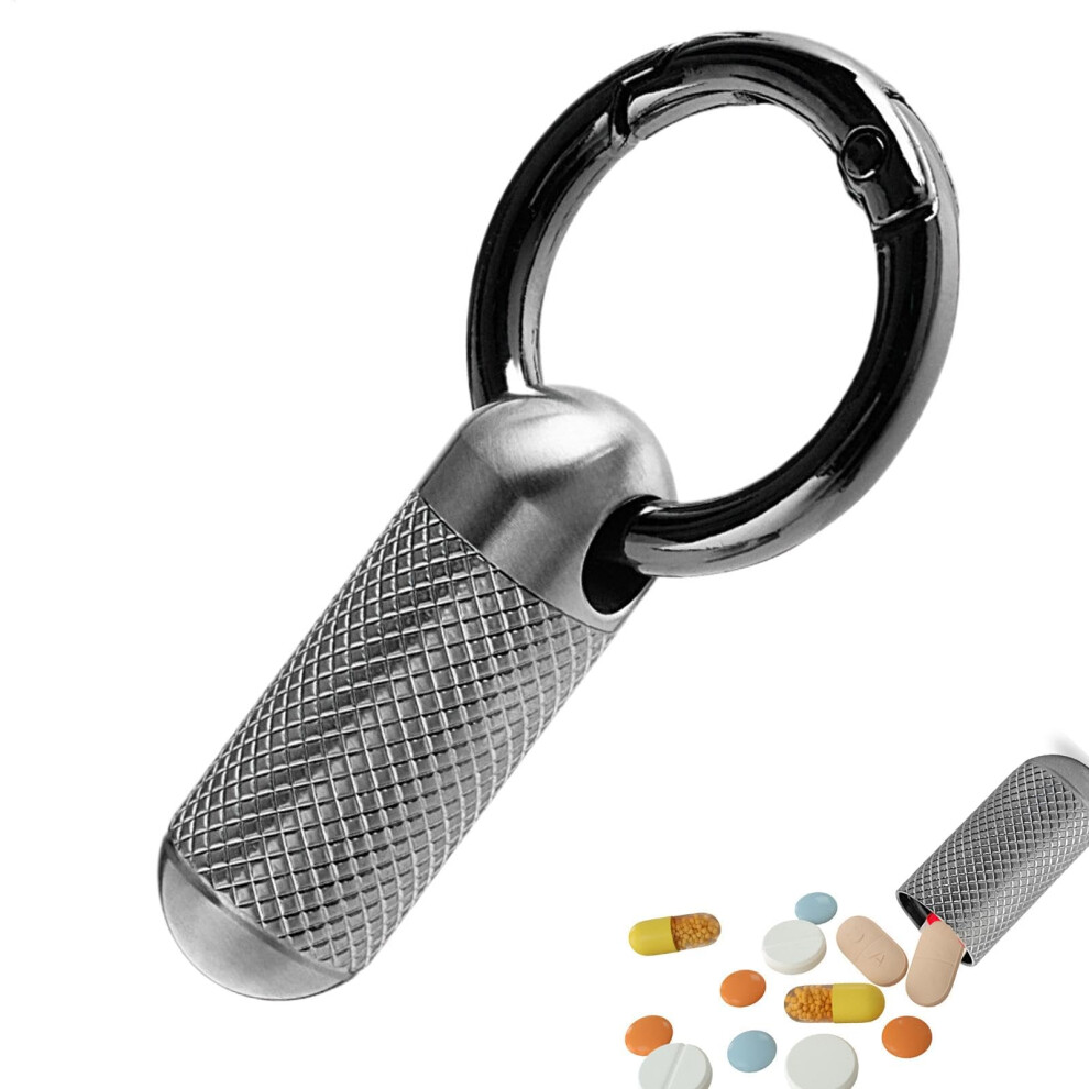 Titanium Pill Holder, Pill Bottles for Outdoor, Small Pill Case with Keychain