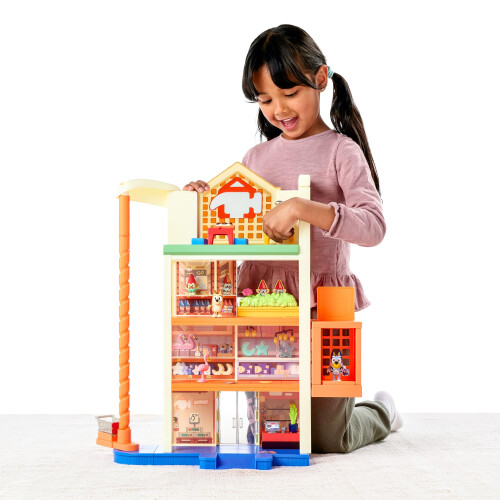 Bluey Hammerbarn Κέντρο Αγορών Mega Set, 4 Επίπεδα, 22" Ψηλό Playset με Lift και Τρόλεϊ 2