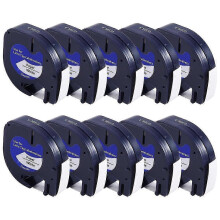 Adatto per 10 ricariche di nastro adesivo in plastica bianca da 12 mm x 4 m per etichettatrice LetraTag-JC