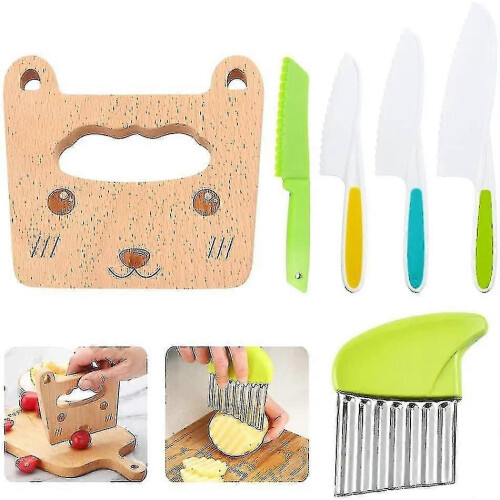 Holz Kinder Küche Messer Kleinkind Messer Set Kochen Messer Gemüse Crinkle Cutter Kochen Utensilien