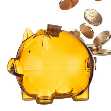 Clear Coin Bank Glas, Coin Bank Glass Decorative Money Box Commemorative Co Gold Beans Container for Adults, Pigshaped Rescue Glass