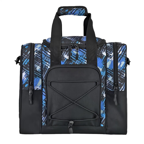 Bowling ball carry bag, adjustable belt, padded compartment, multifunctional blue
