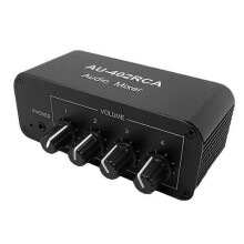 AU-402RCA Stereo-Audiomixer Mehrkanal-Audioquelle Hallgerät Lautstärkeregler 3,5-mm-Kopfhörer